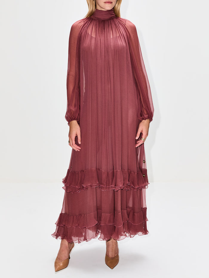 Mousseline Runway Dress,CHLOÉ,WOODROSE,Image 1