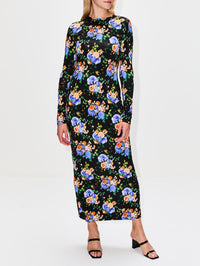 Robe Dress,RABANNE,BLACK FLORAL,Image 2