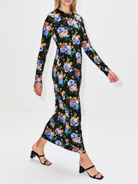 Robe Dress,RABANNE,BLACK FLORAL,Image 3