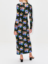 Robe Dress,RABANNE,BLACK FLORAL,Image 4