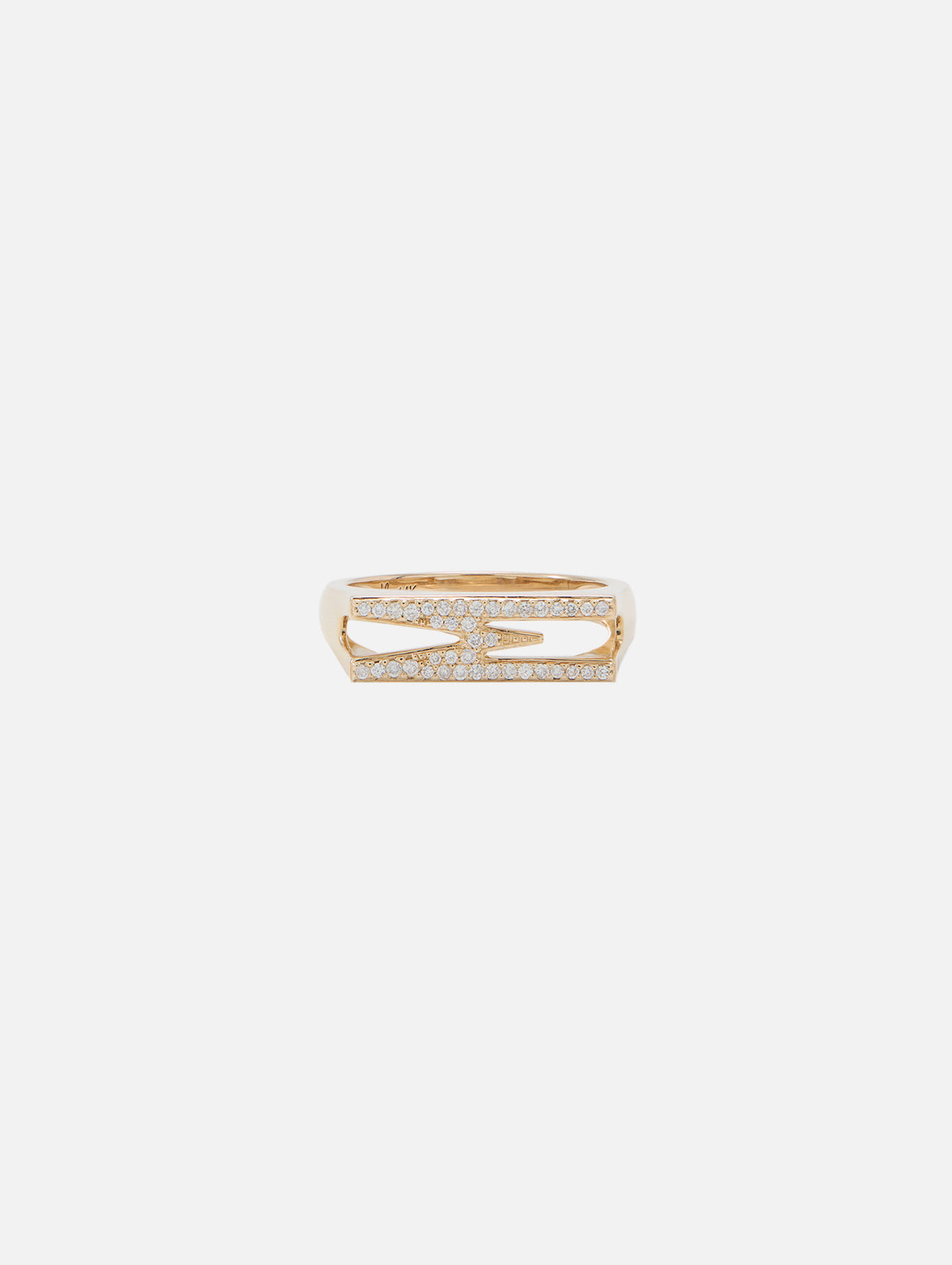Pave Chunky Initial Ring,HELENA ROSE,L,Image 1