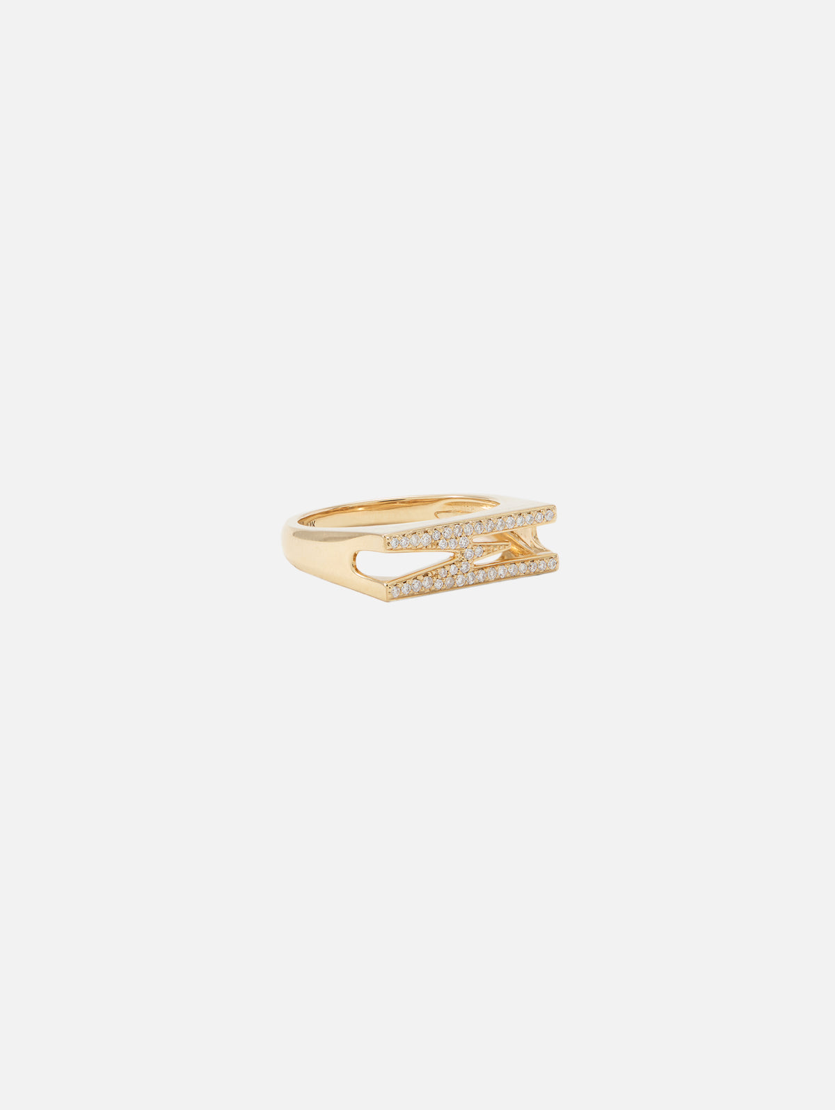 Pave Chunky Initial Ring,HELENA ROSE,L,Image 2