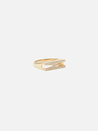 Pave Chunky Initial Ring,HELENA ROSE,L,Image 2