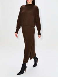 Dion Cashmere Skirt,ELYSEWALKER LABEL,CACAO BROWN,Image 4