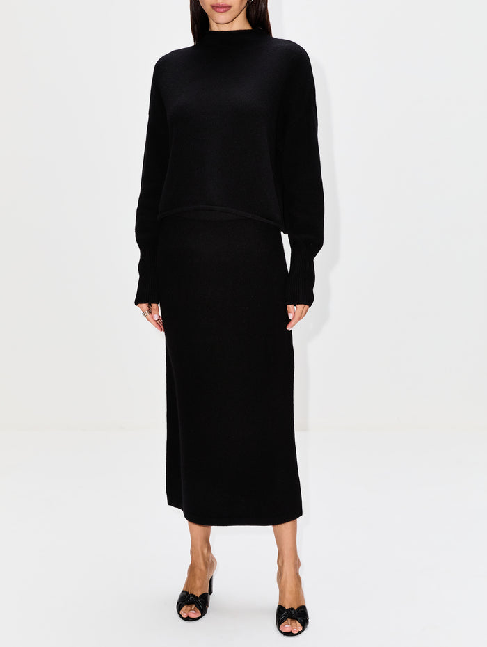 Dame Mock Neck Sweater,ELYSEWALKER LABEL,BLACK,Image 1