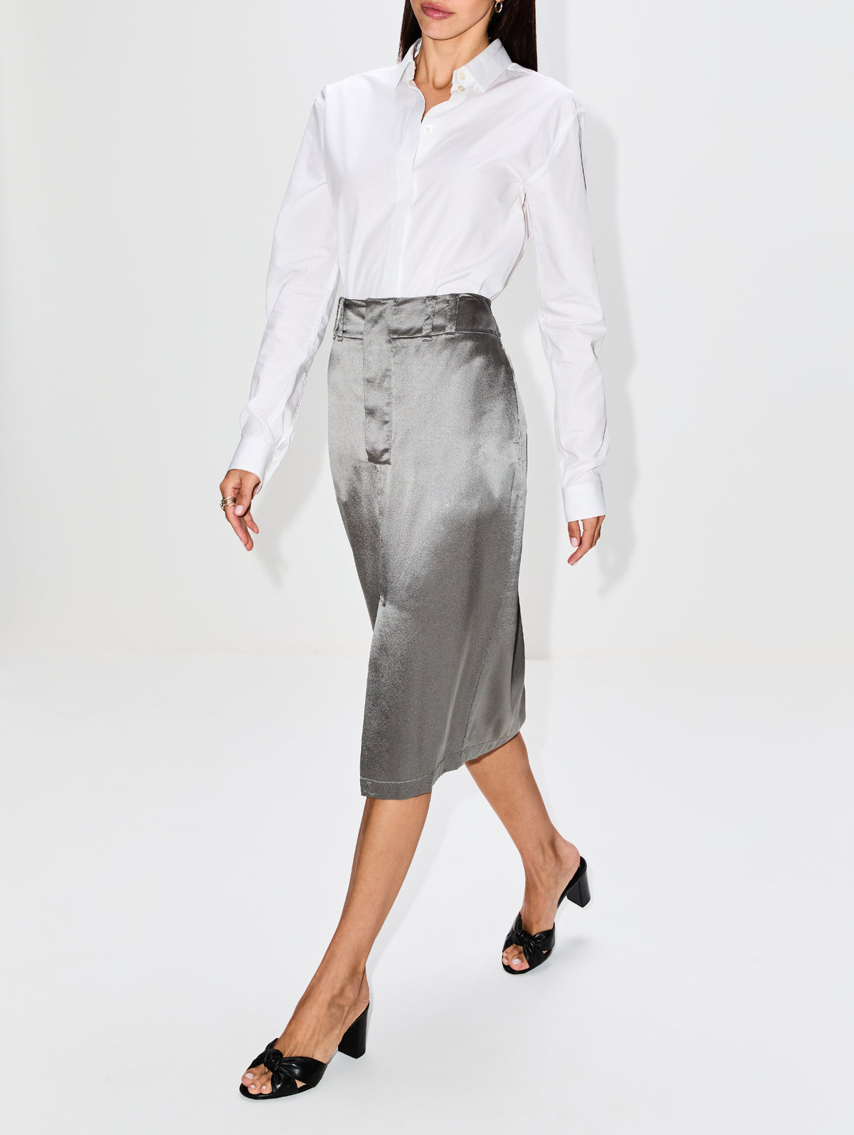 Pencil Skirt,SAINT LAURENT,GREY,Image 3