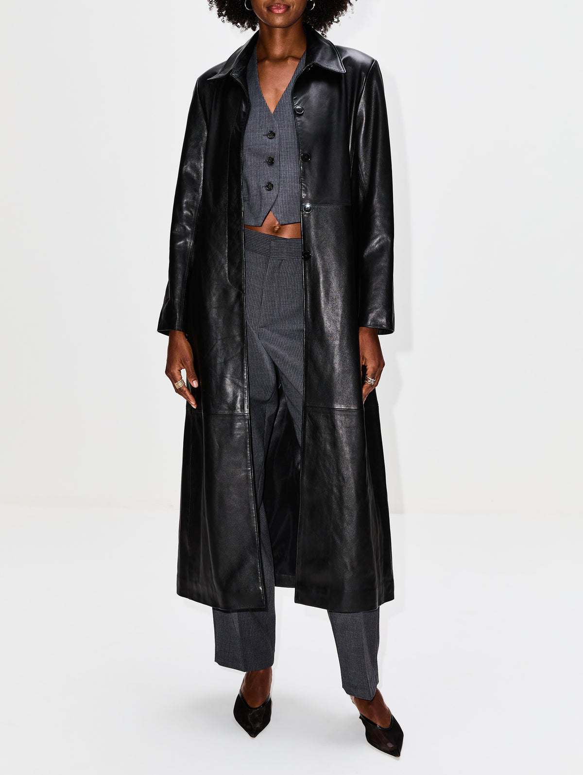 Gotham Coat,NOUR HAMMOUR,BLACK,Image 2