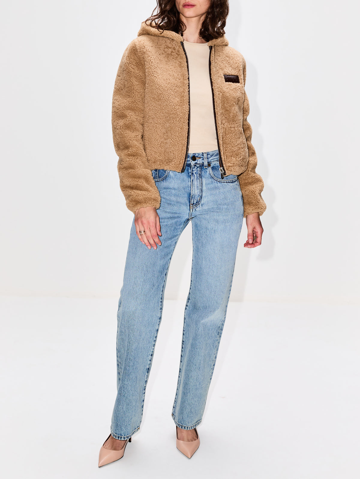 Zip Up Jacket,GUCCI,CAMEL,Image 4