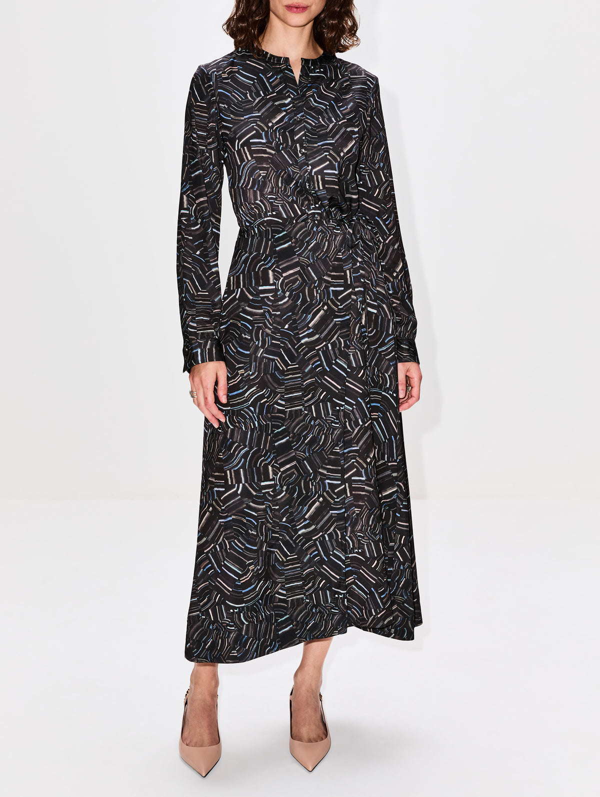 Pauline Dress,PROENZA SCHOULER WHITE LABEL,CACAO MULTI,Image 2