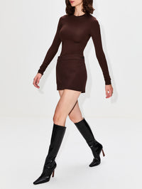 Micro Mini Skirt,WARDROBE.NYC,DARK BROWN,Image 3