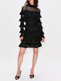 Crush High Neck Frilled Mini Dress,ZIMMERMANN,BLACK,Image 2