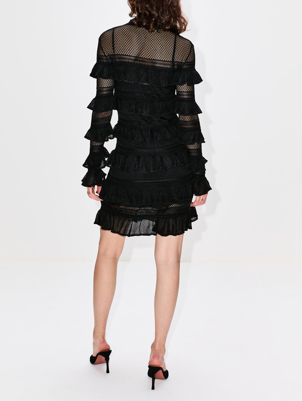 Crush High Neck Frilled Mini Dress,ZIMMERMANN,BLACK,Image 4