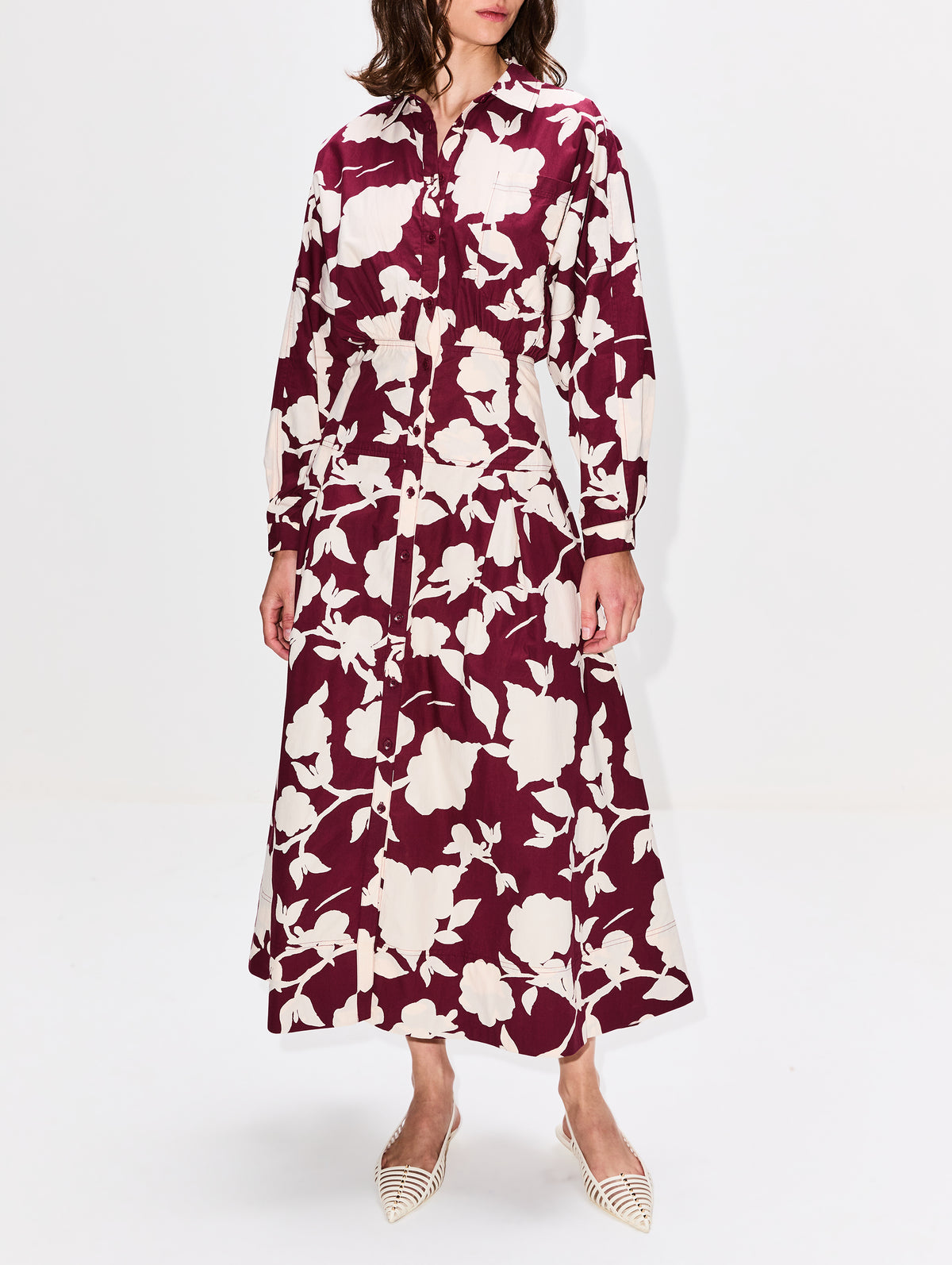 Pietra Maxi Shirt Dress,APIECE APART,PAZ FLORAL,Image 2