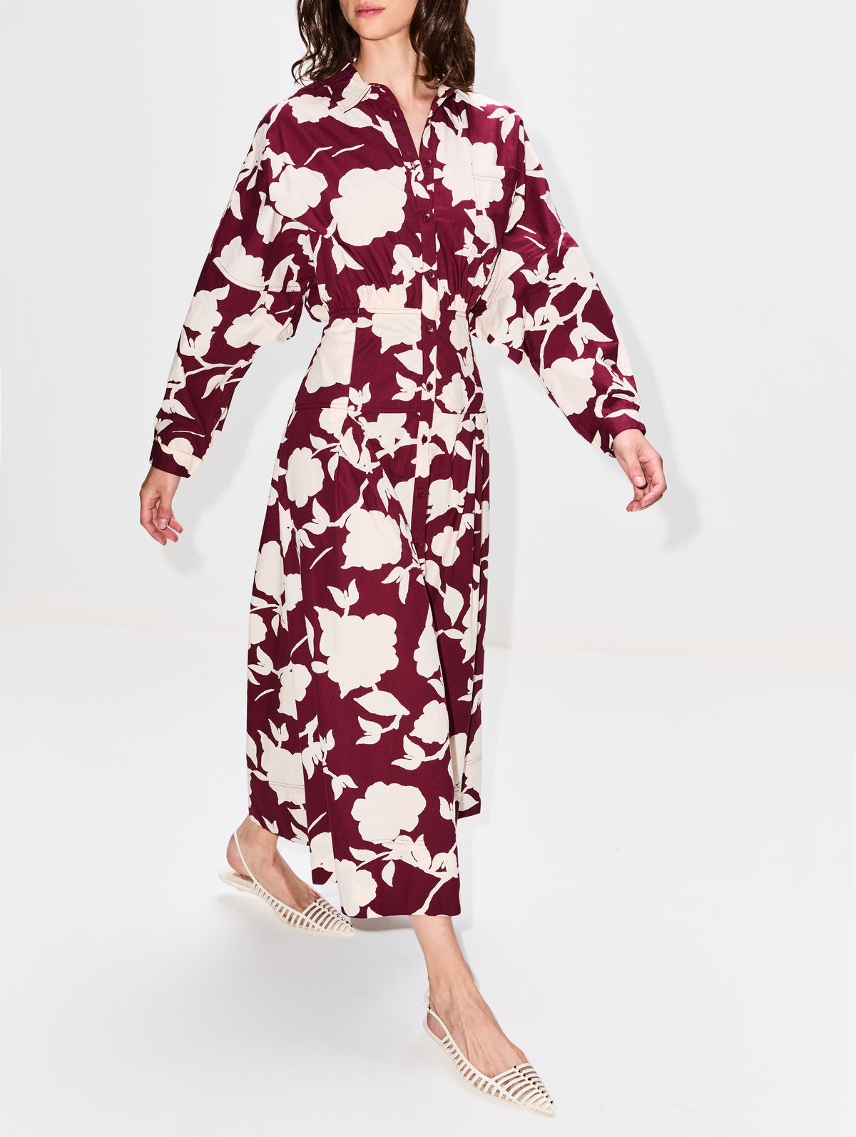 Pietra Maxi Shirt Dress,APIECE APART,PAZ FLORAL,Image 3