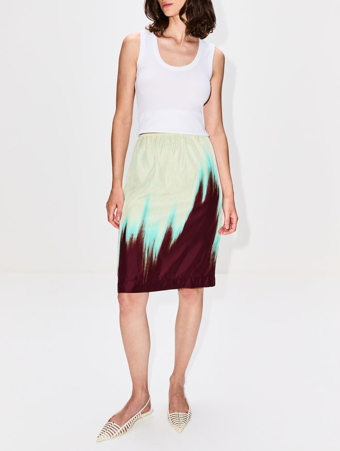 Degrade Petal Print Skirt,BOTTEGA VENETA,BURGUNDY,Image 1