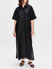 Pop-Over Shirt Dress,MATTEAU,BLACK,Image 2