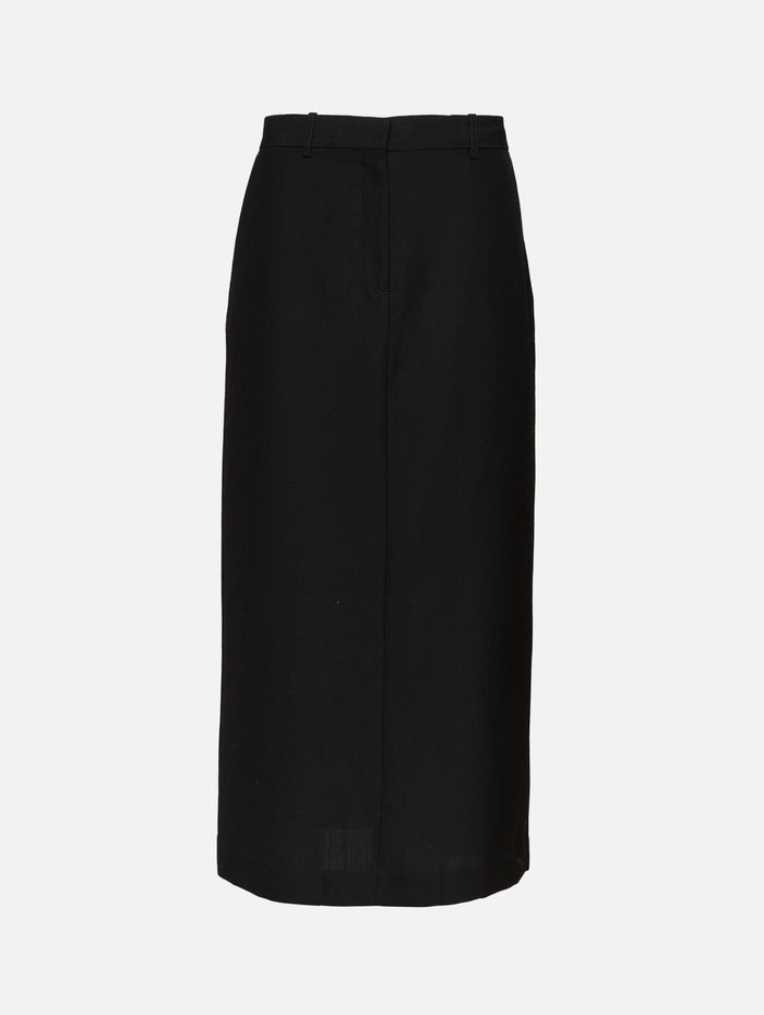 Low Waist Straight Skirt,TOTÉME,BLACK,Image 1