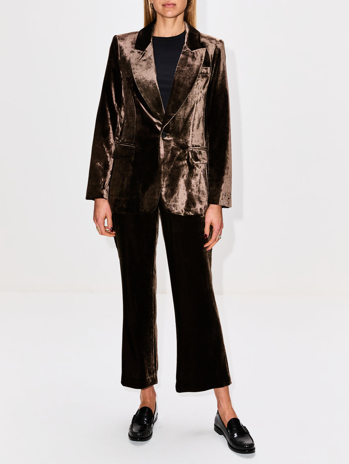 Slim Velvet Blazer,FRAME,ESPRESSO,Image 2