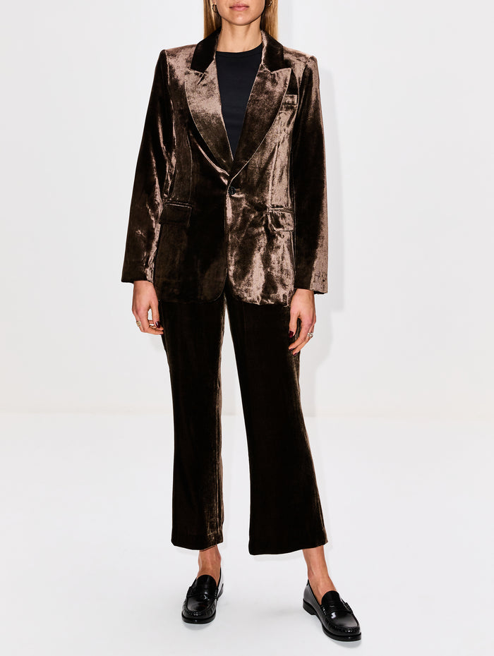 Slim Velvet Blazer,FRAME,ESPRESSO,Image 1