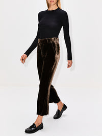 Crop Flare Velvet Trouser,FRAME,ESPRESSO,Image 3