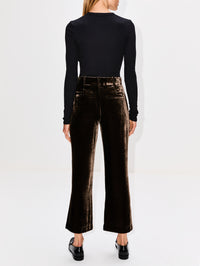 Crop Flare Velvet Trouser,FRAME,ESPRESSO,Image 4