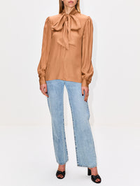 Neck Tie Blouse,SAINT LAURENT,TANIN,Image 2