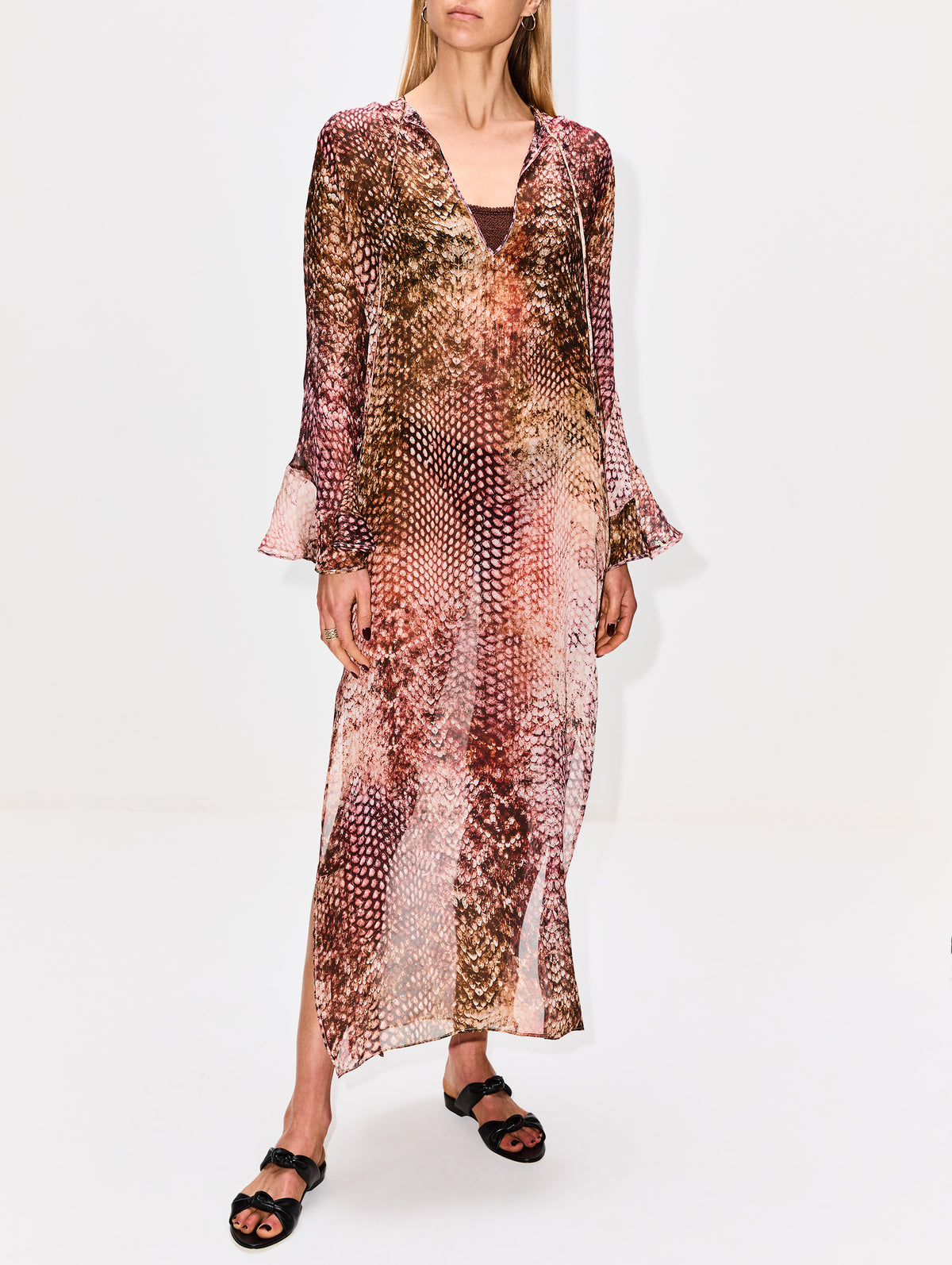 Aries Dress,SILVIA TCHERASSI,PEACH/ANIMAL/PRINT,Image 2