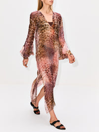 Aries Dress,SILVIA TCHERASSI,PEACH/ANIMAL/PRINT,Image 3