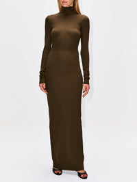 Long Sleeve Turtleneck Maxi Dress,ÉTERNE,MOSS,Image 2