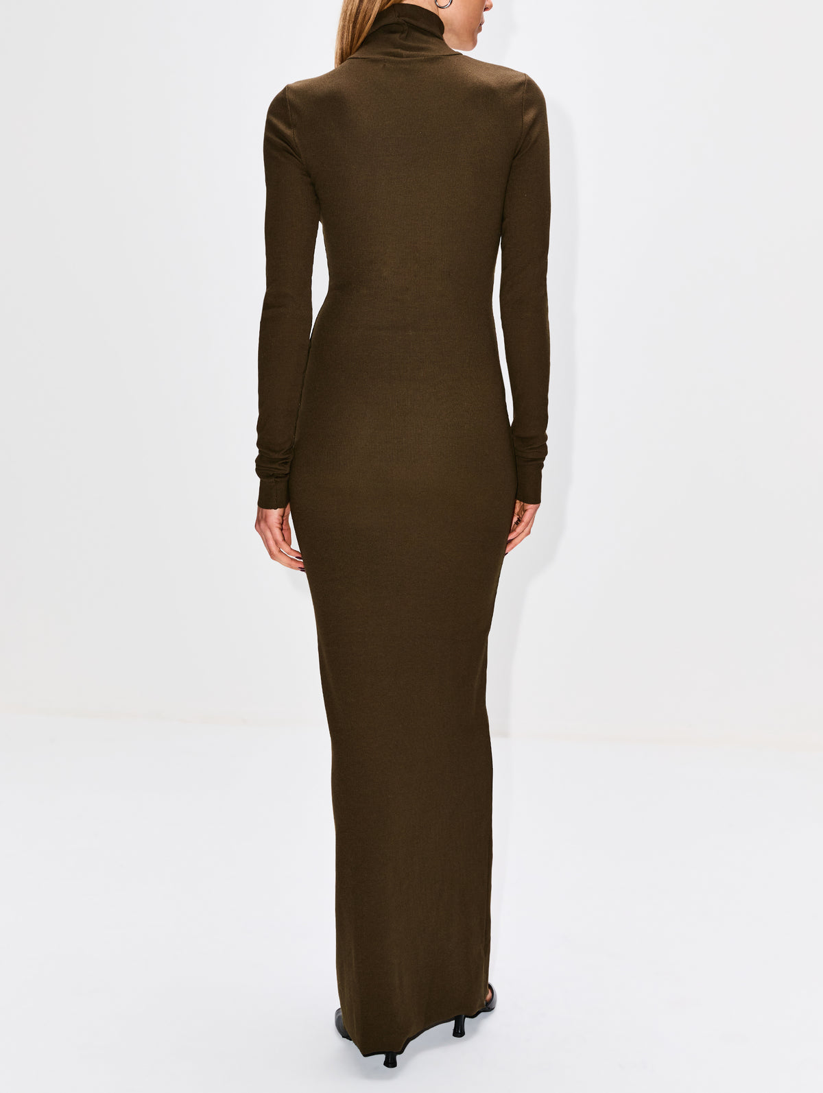 Long Sleeve Turtleneck Maxi Dress,ÉTERNE,MOSS,Image 4