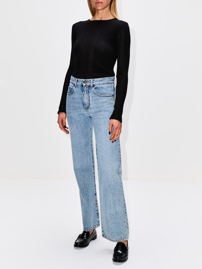 Rhiannon Rib Longsleeve Top,ELYSEWALKER LABEL,BLACK,Image 1