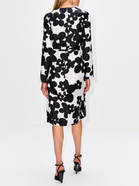 Long Sleeve Midi Floral Dress,MARNI,BLACK,Image 4