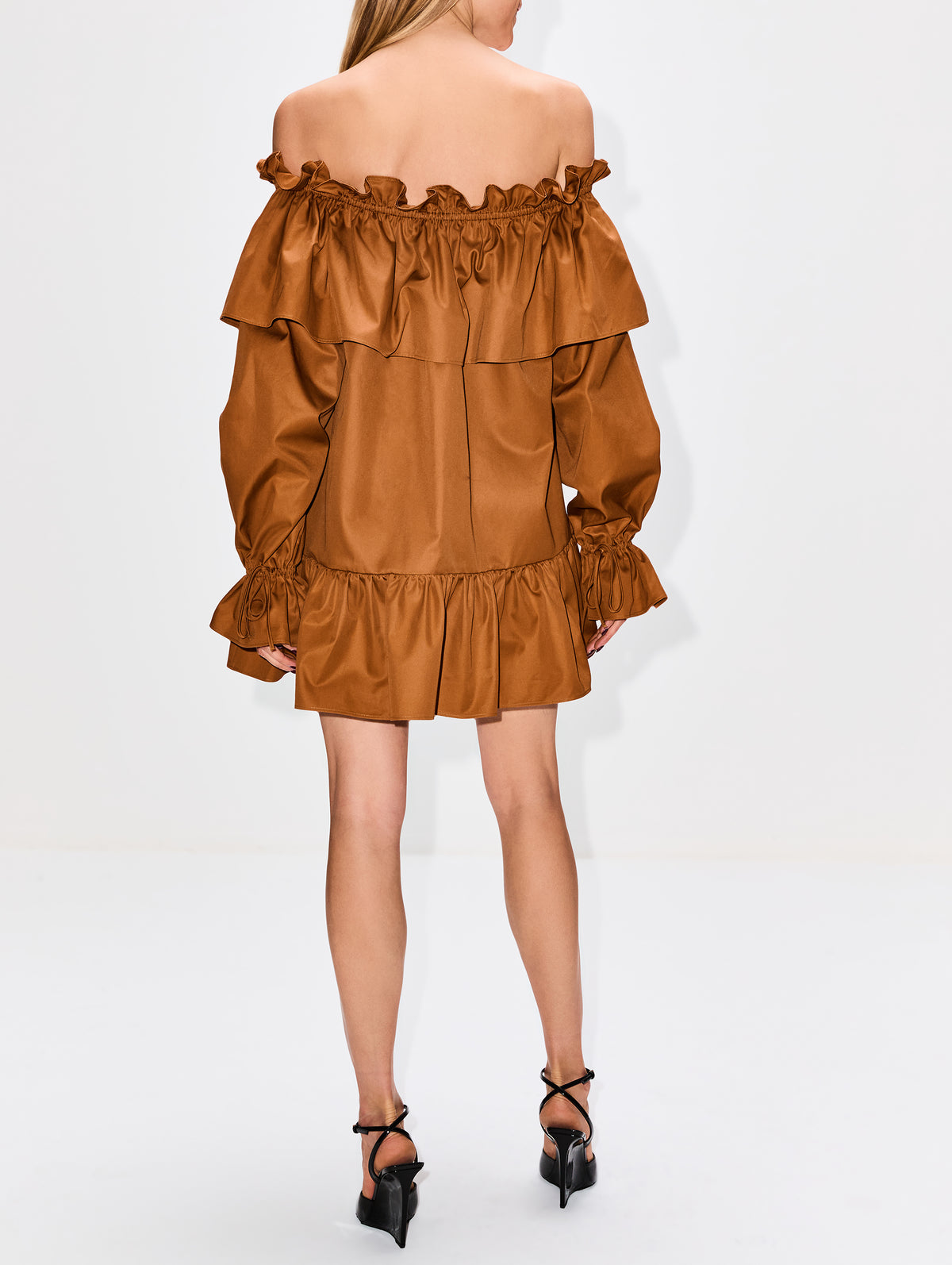 Caramel Cotton Dress,SAINT LAURENT,CARAMEL,Image 4