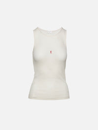 Ribbed YSL Tank,SAINT LAURENT,IVORY,Image 1