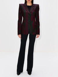 Archive Stripe Blazer,ALEXANDER MCQUEEN,BLACK/BURGUNDY,Image 2