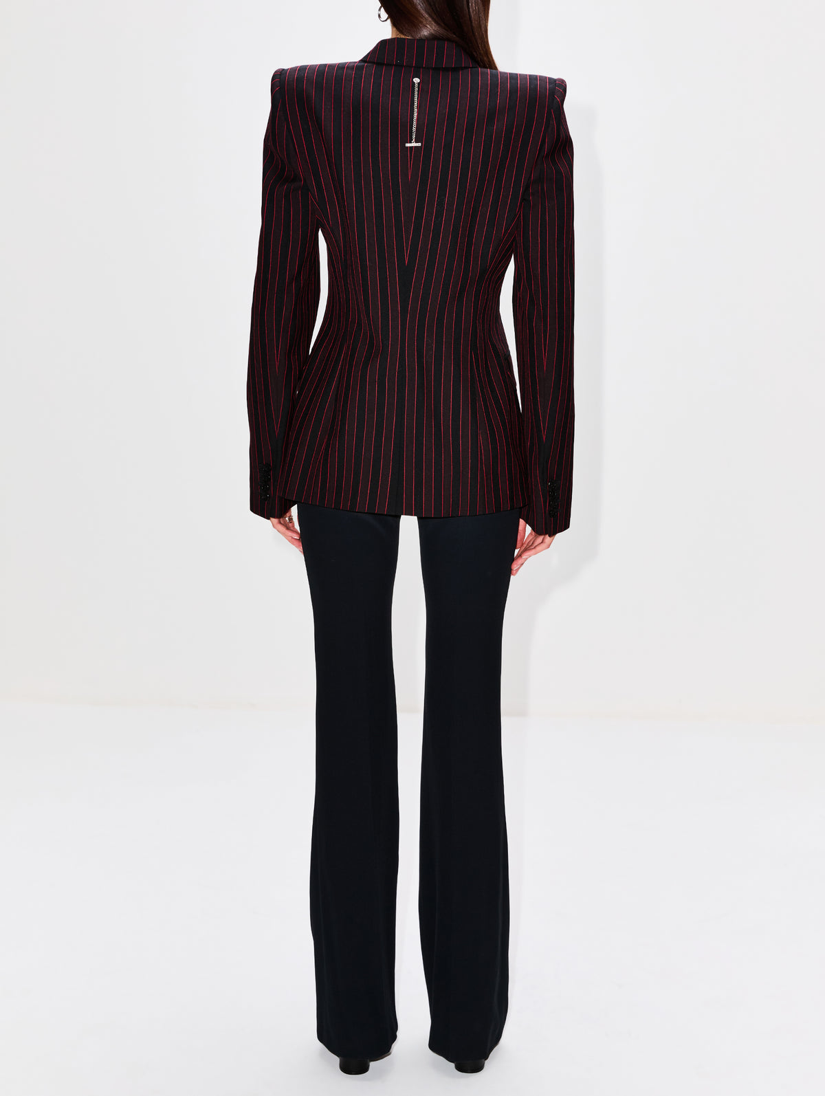 Archive Stripe Blazer,ALEXANDER MCQUEEN,BLACK/BURGUNDY,Image 3