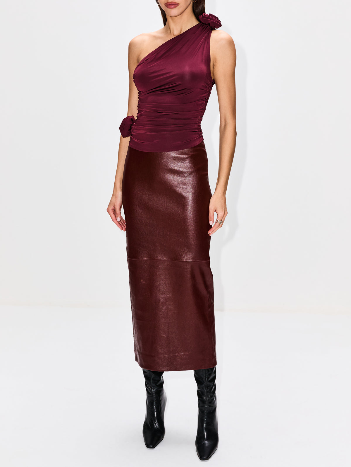 One Shoulder Top,MAGDA BUTRYM,BORDEAUX,Image 2