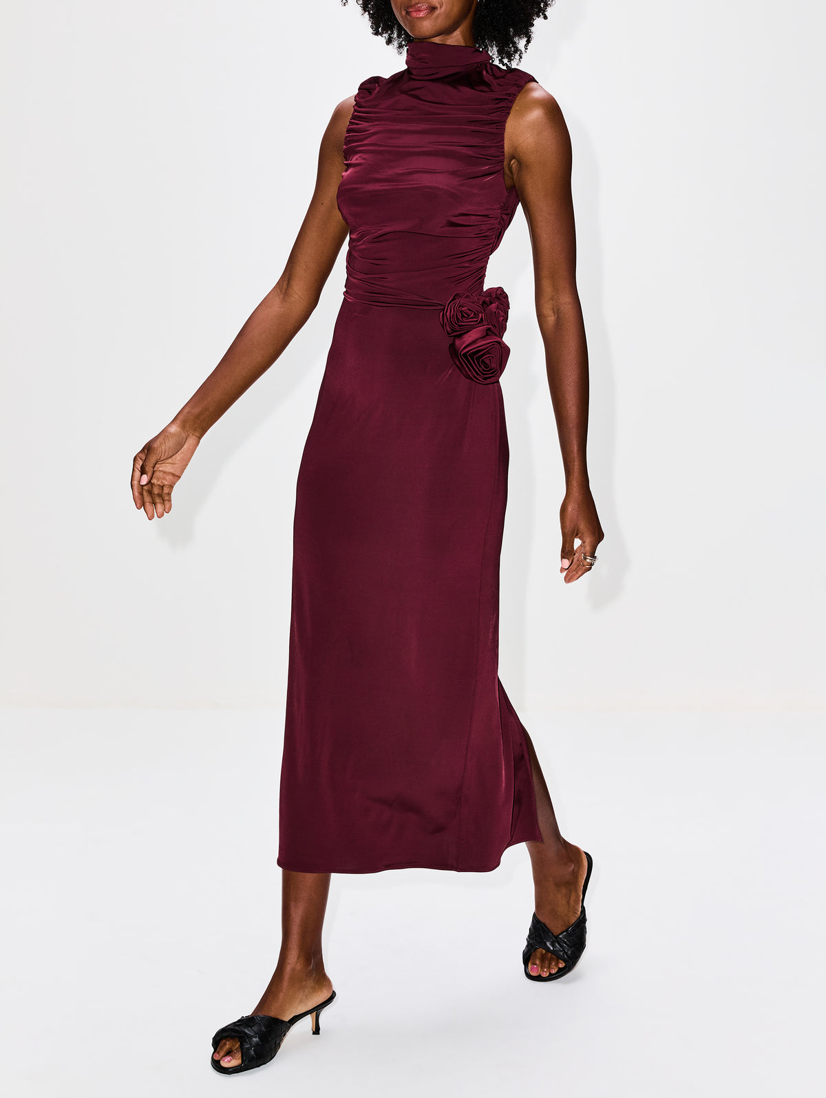 Floral Appliqué Maxi Dress,MAGDA BUTRYM,BORDEAUX,Image 3