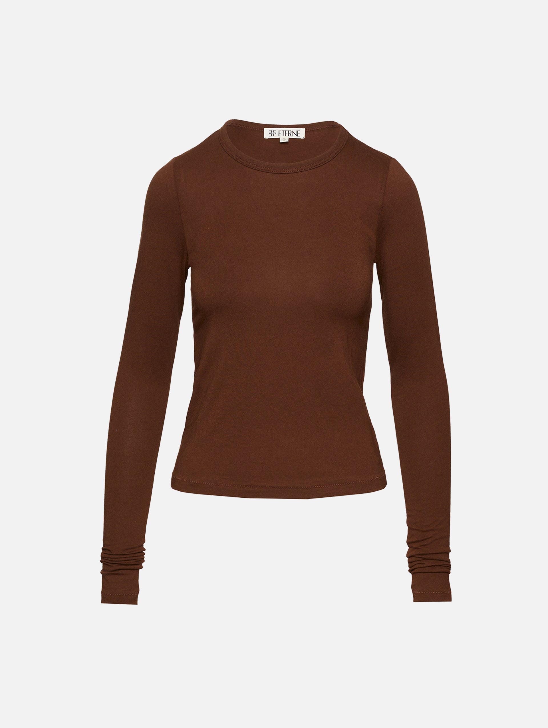 Fitted Crewneck Long Sleeve Tee | ÉTERNE | elysewalker