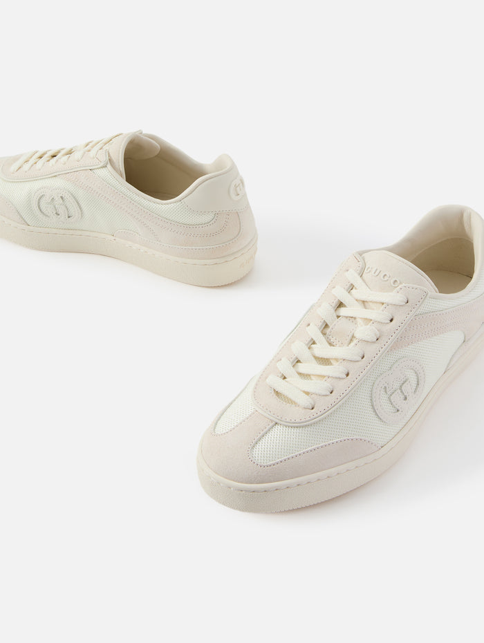 Suede Leather Sneaker,GUCCI,WHITE,Image 1