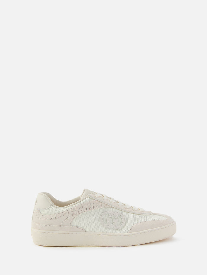 Suede Leather Sneaker,GUCCI,WHITE,Image 1