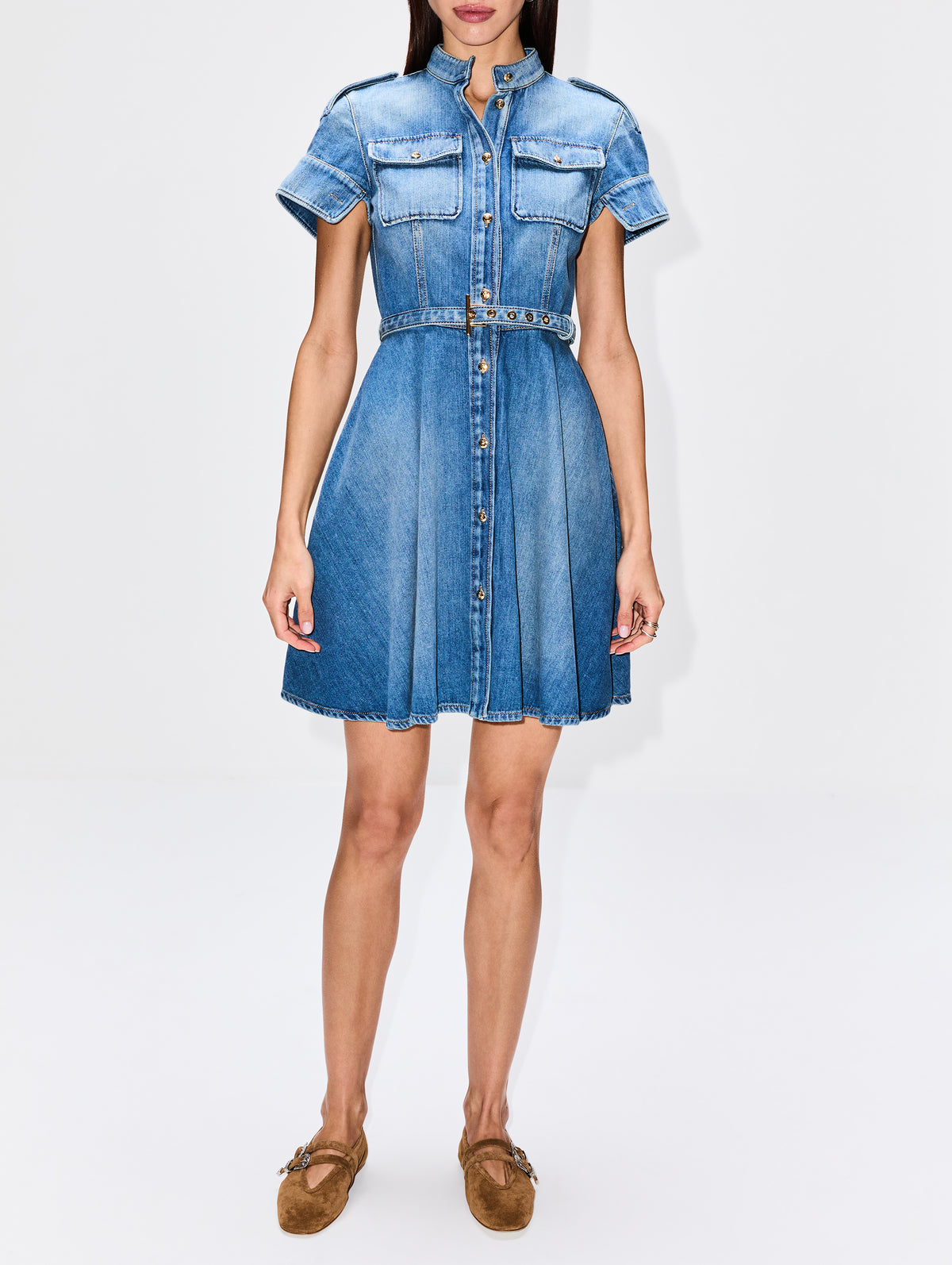 Denim Dress,ALEXANDER MCQUEEN,STONE WASHED,Image 2