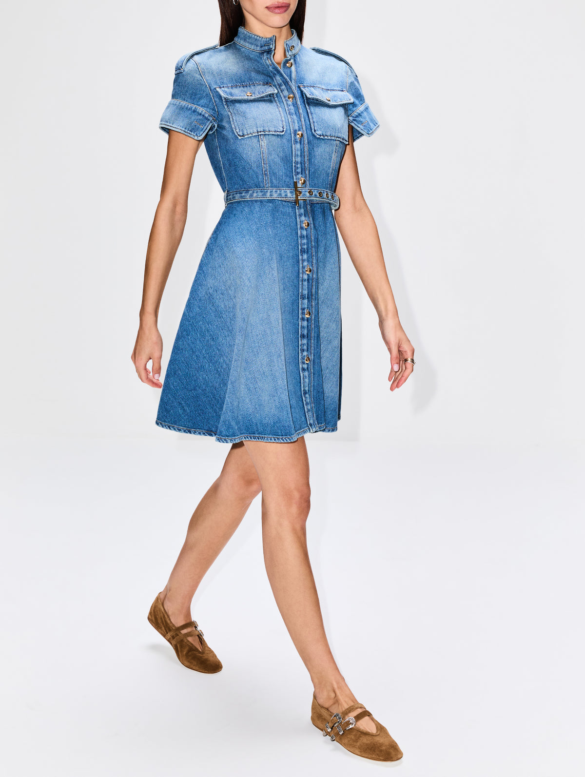 Denim Dress,ALEXANDER MCQUEEN,STONE WASHED,Image 3