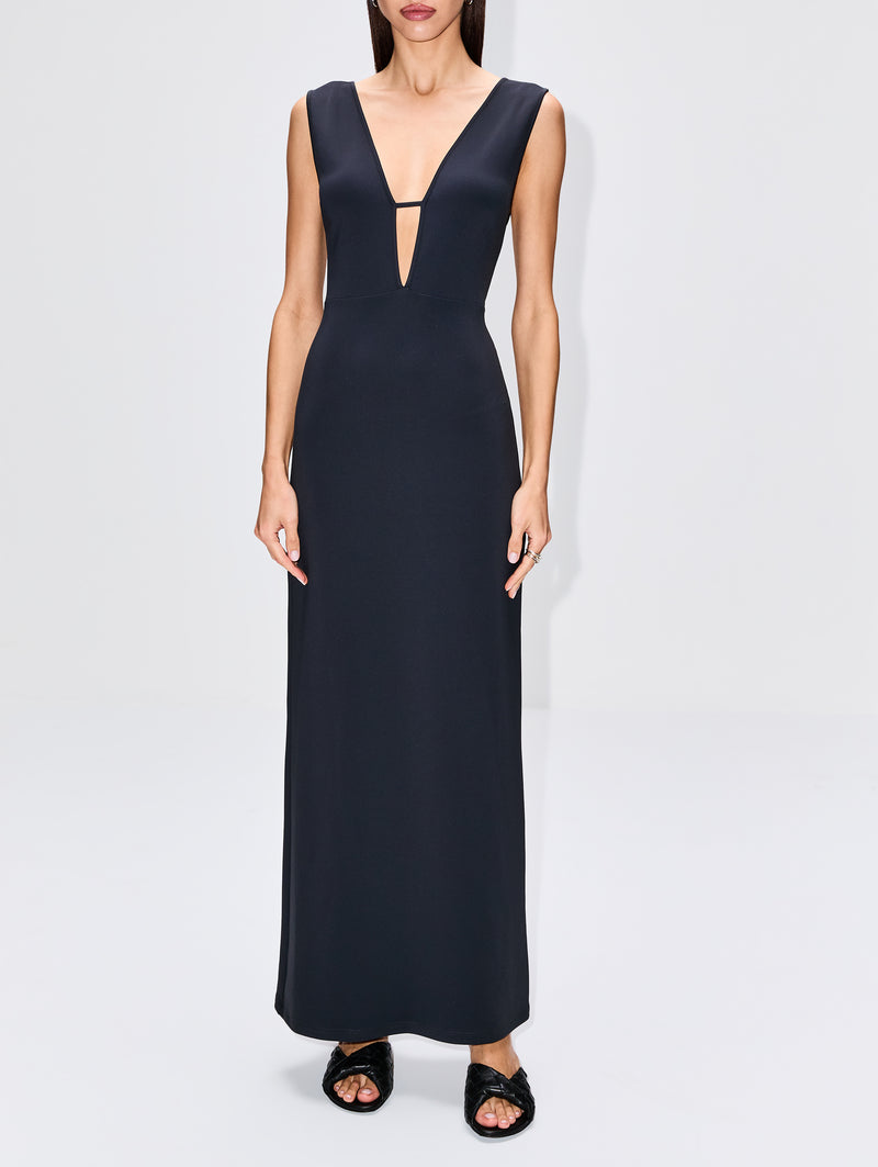 V Neck Scuba Maxi Dress