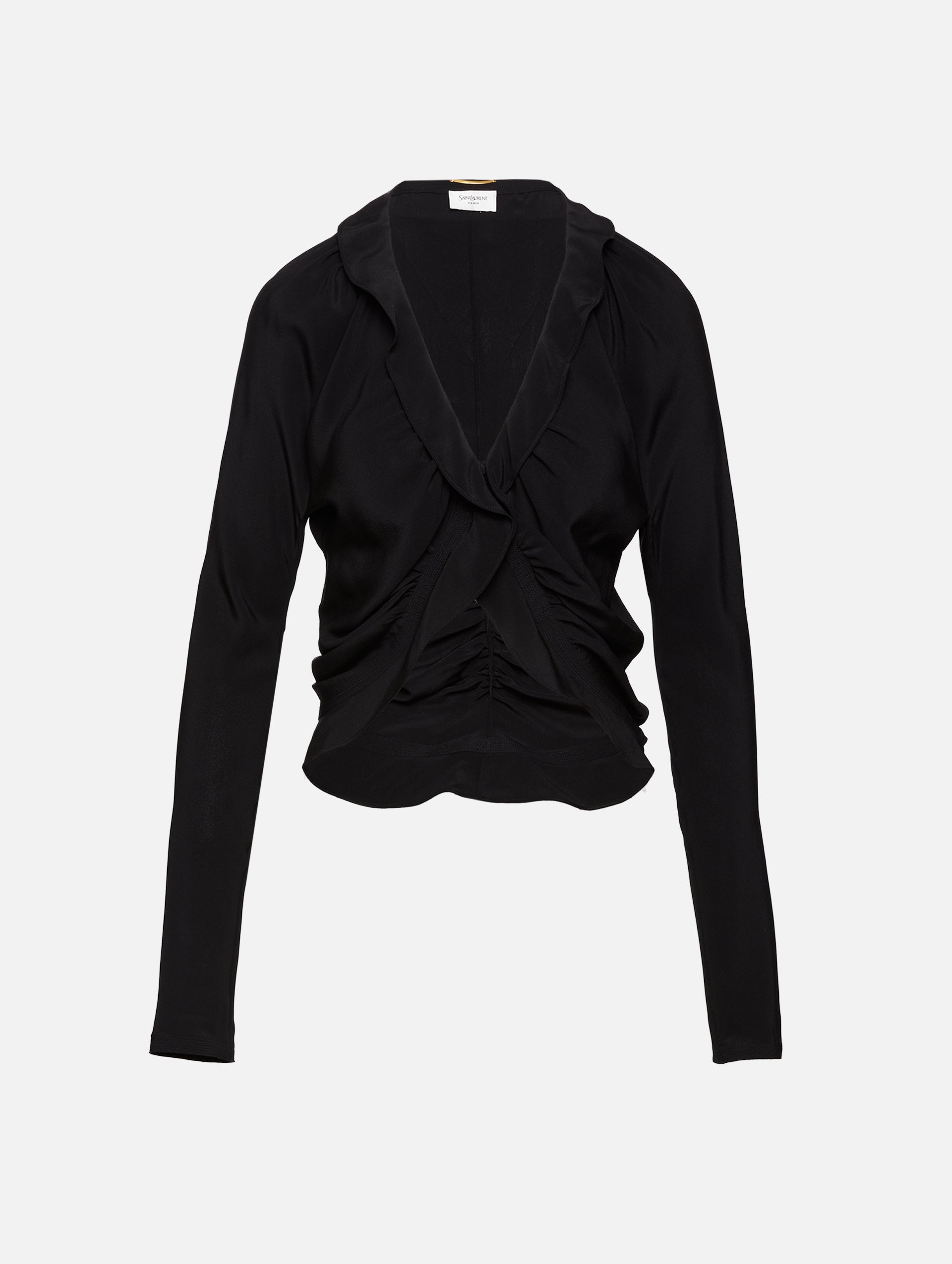 23AW SAINT LAURENT ベロア long sleeved Tops Cropped Long Sleeve Blouse | SAINT LAURENT | elysewalker