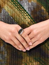 Black Pave Luna Ring,WYLD BOX JEWELRY,YELLOW GOLD,Image 2