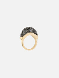Black Pave Luna Mini Ring,WYLD BOX JEWELRY,YELLOW GOLD,Image 3