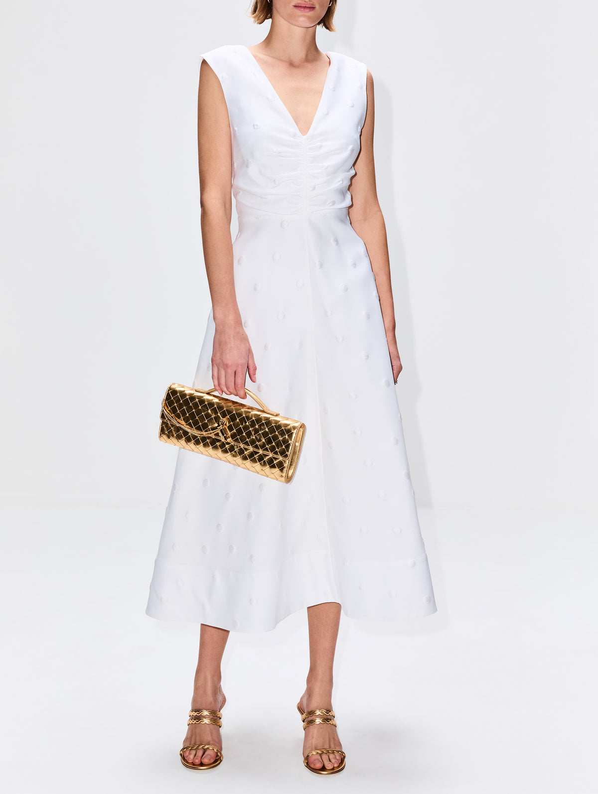 BRANDON MAXWELL | Women's | Eliza V-Neck Dress | White DAY Dress