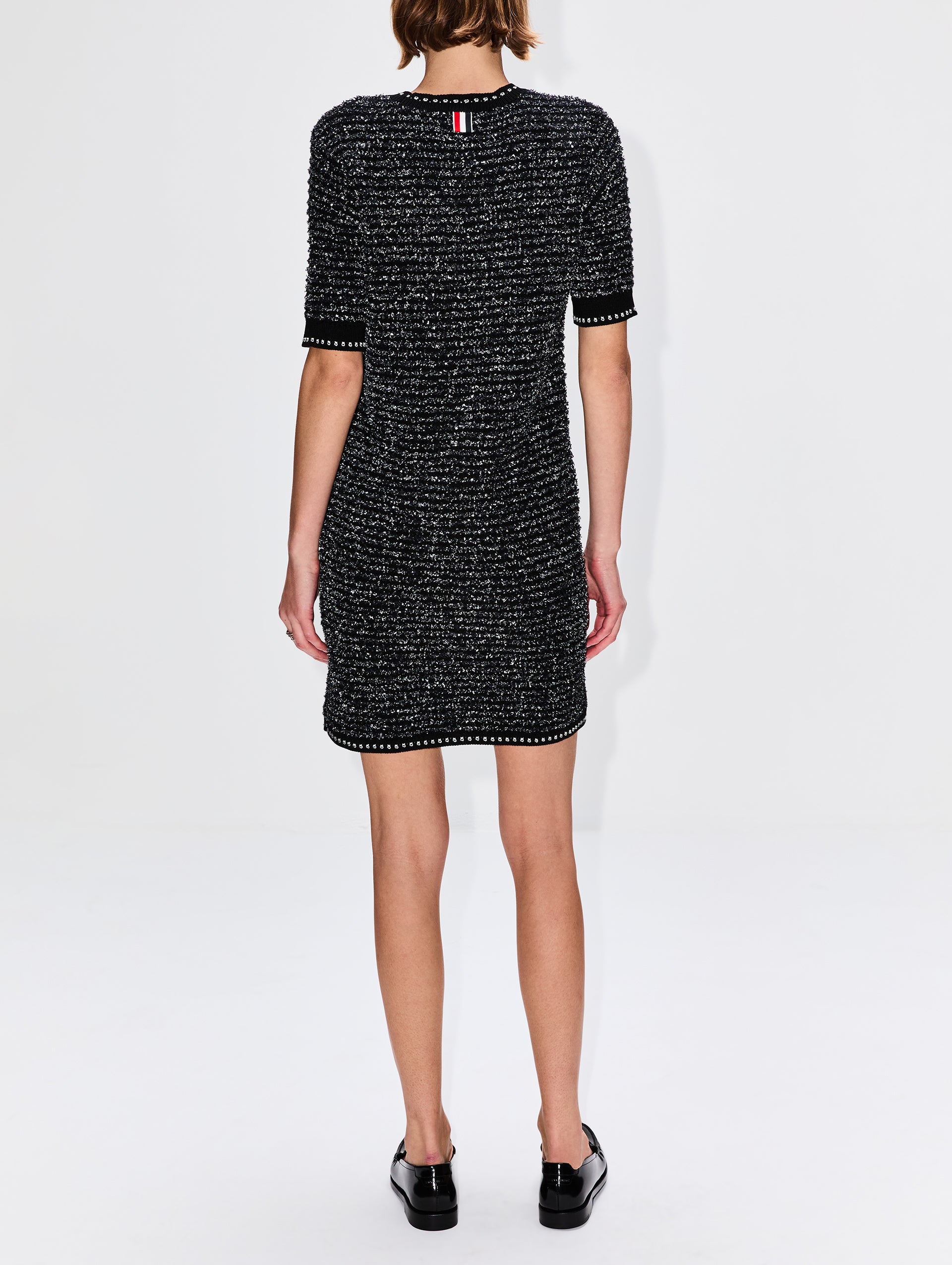 Eyelash Tweed Short Sleeve Mini Dress | THOM BROWNE