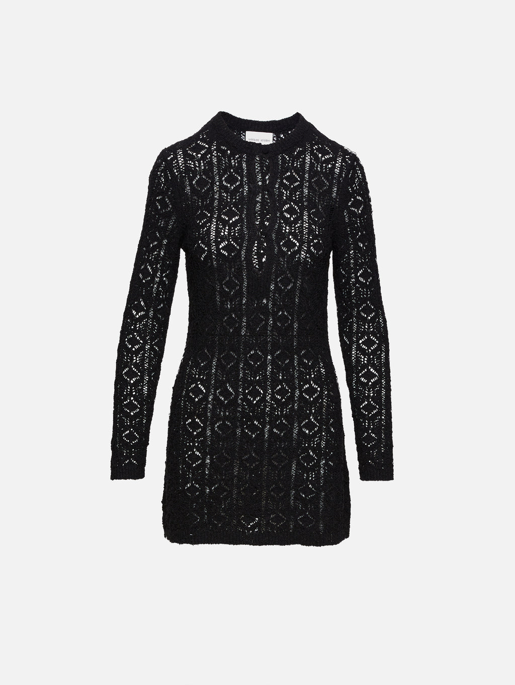 lace stitching black dress Express Black Lace Cut-Out Puff Sleeve Mini Dress NWT Goth Lace Long Sleeve